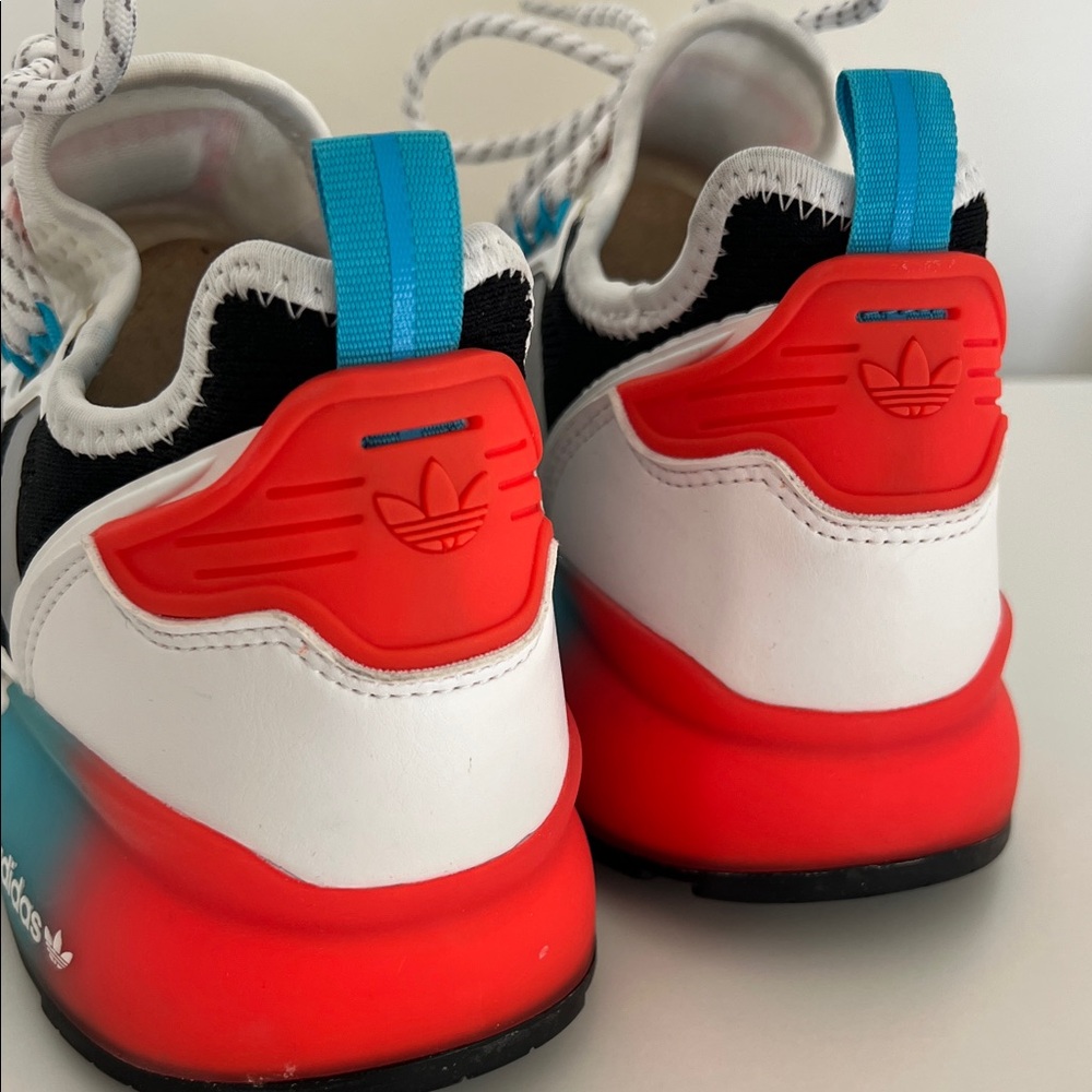 Adidas ZX 2K Boost Black and White Sneakers with Red and Blue Accents - Picture 5 of 14